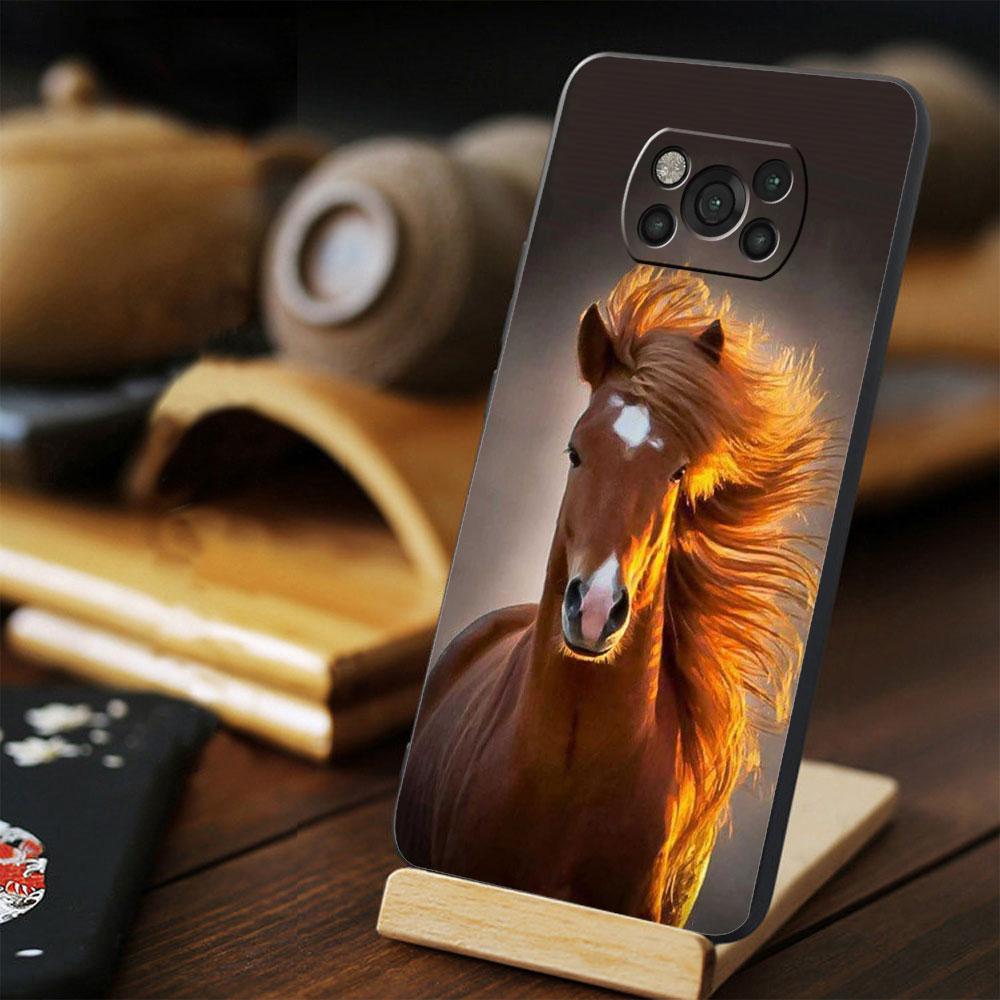 

Черный чехол для телефона для Xiaomi POCO F4 GT X4 10T MI 11 lite F3 9T M3 M4 Pro 5G 11T X3 NFC Бегущая лошадь животное POCO X4 NFC