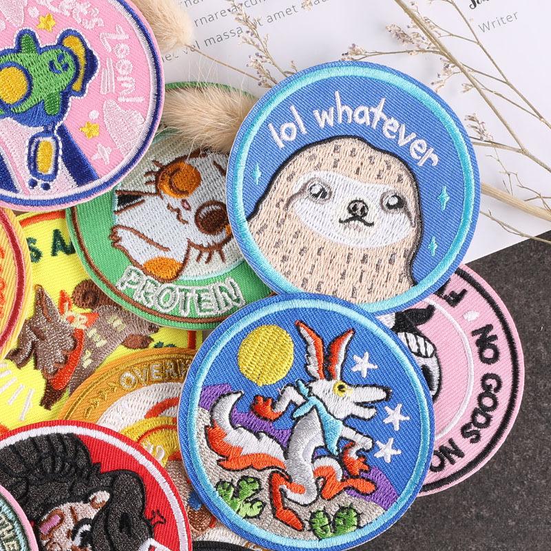 Embroidery Badge Round Badge Clothing Accessories Shoes and Hats Luggage Accessories Cartoon Character Patch Embroidery Cloth Sticker