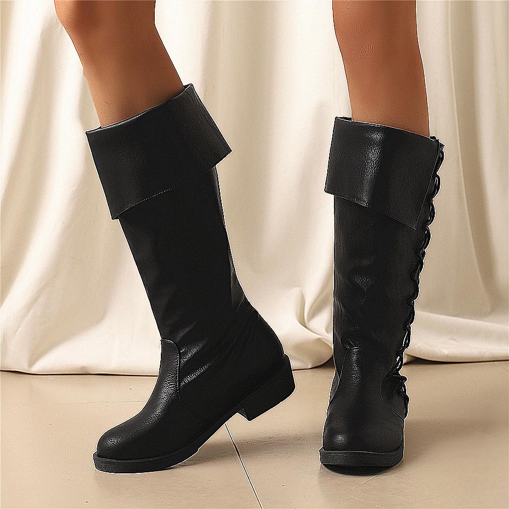 Fashion Women's Medieval Shoes Knee High Boots Platform Boots Retro Cowboy Boots Black Brown Cosplay Boots Gothic Punk Shoes Size 35-48