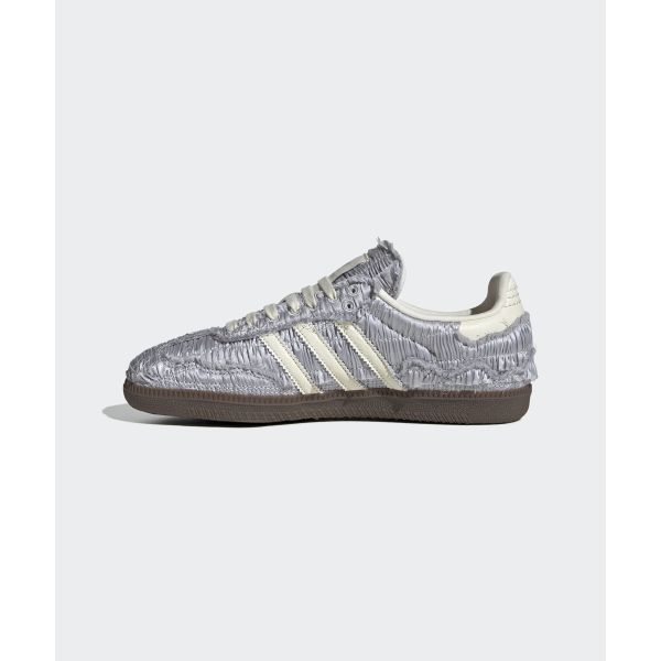Caroline Hu x adidas Samba OG Saten Koleksiyonu - Gümüş Metalik Unisex Spor Ayakkabı Krem-Beyaz Kauçuk JP9283