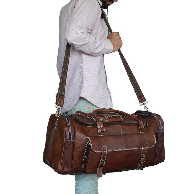 Vintage Leather Weekender Bag | Classic Duffle for Him or Her | Handmade Travel Luggage