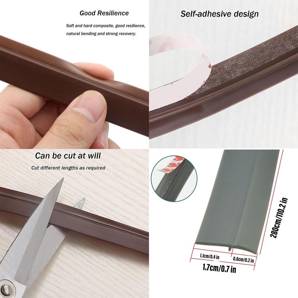 Pvc Wardrobe Dustproof Strip Self-adhesive Cabinet Double-door Tight Seal Moisture-proof Insect-proof Light-blocking Straight Shape Dust Blocker 2.8m
