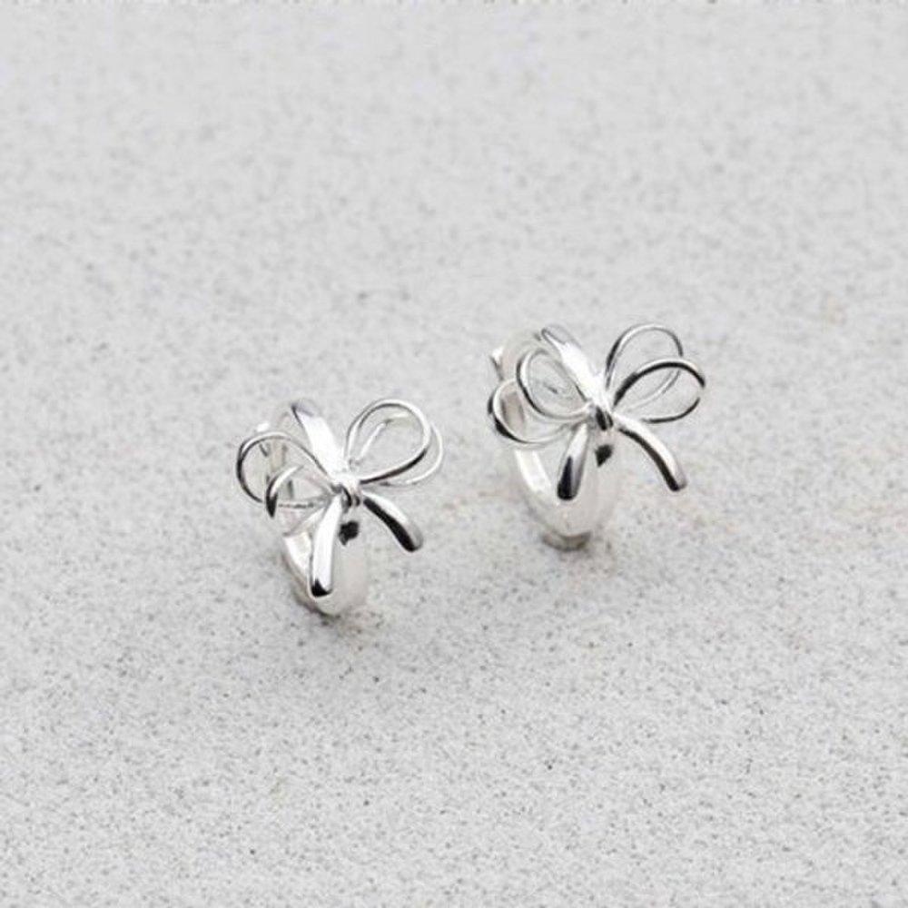 

[Aslit] One-Touch Ring Earrings Ribbon Silver 925 Simple Daily