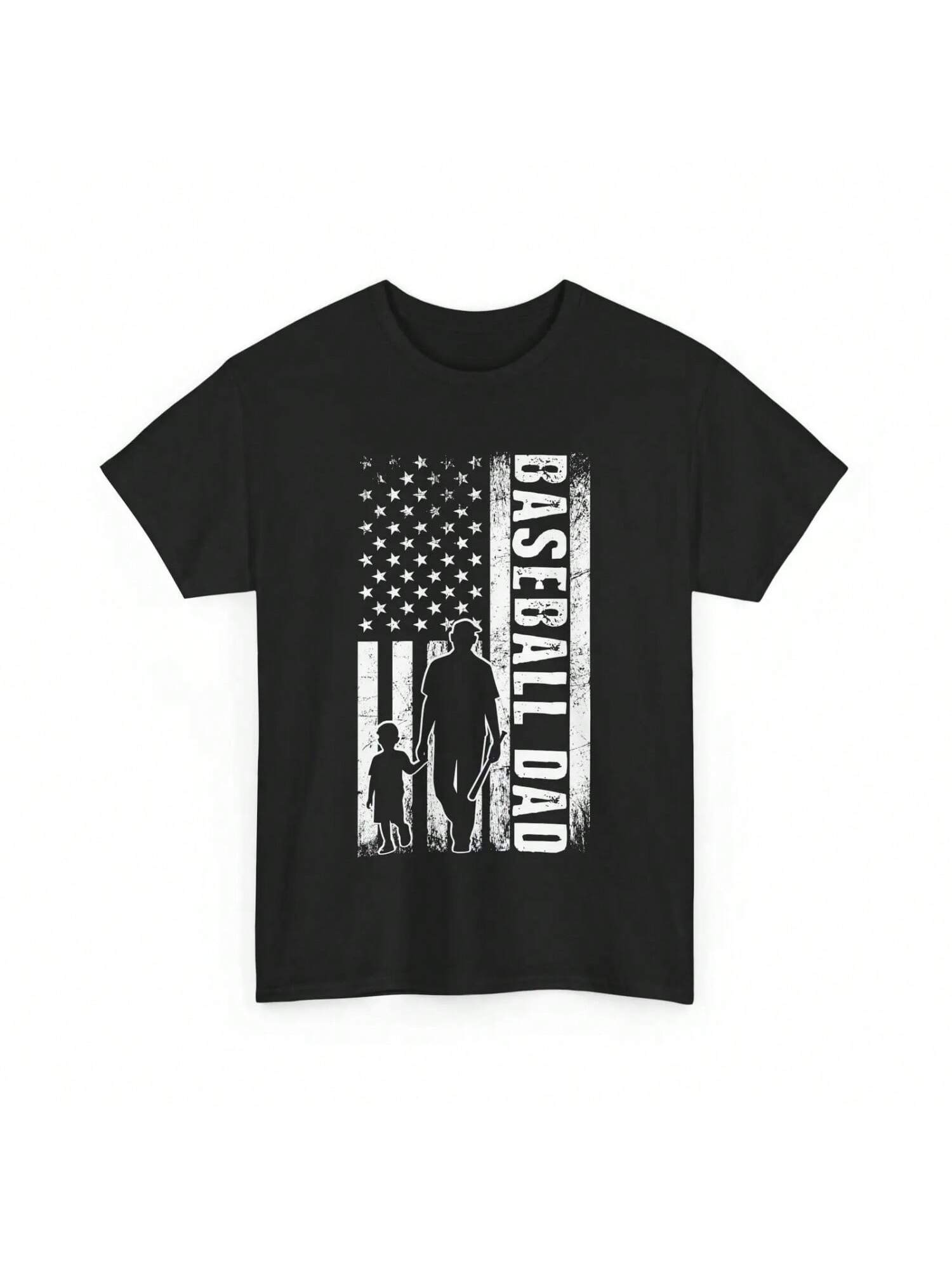 Father s Day T Shirt American Flag Baseball Dad Player Vintage S разноцветный