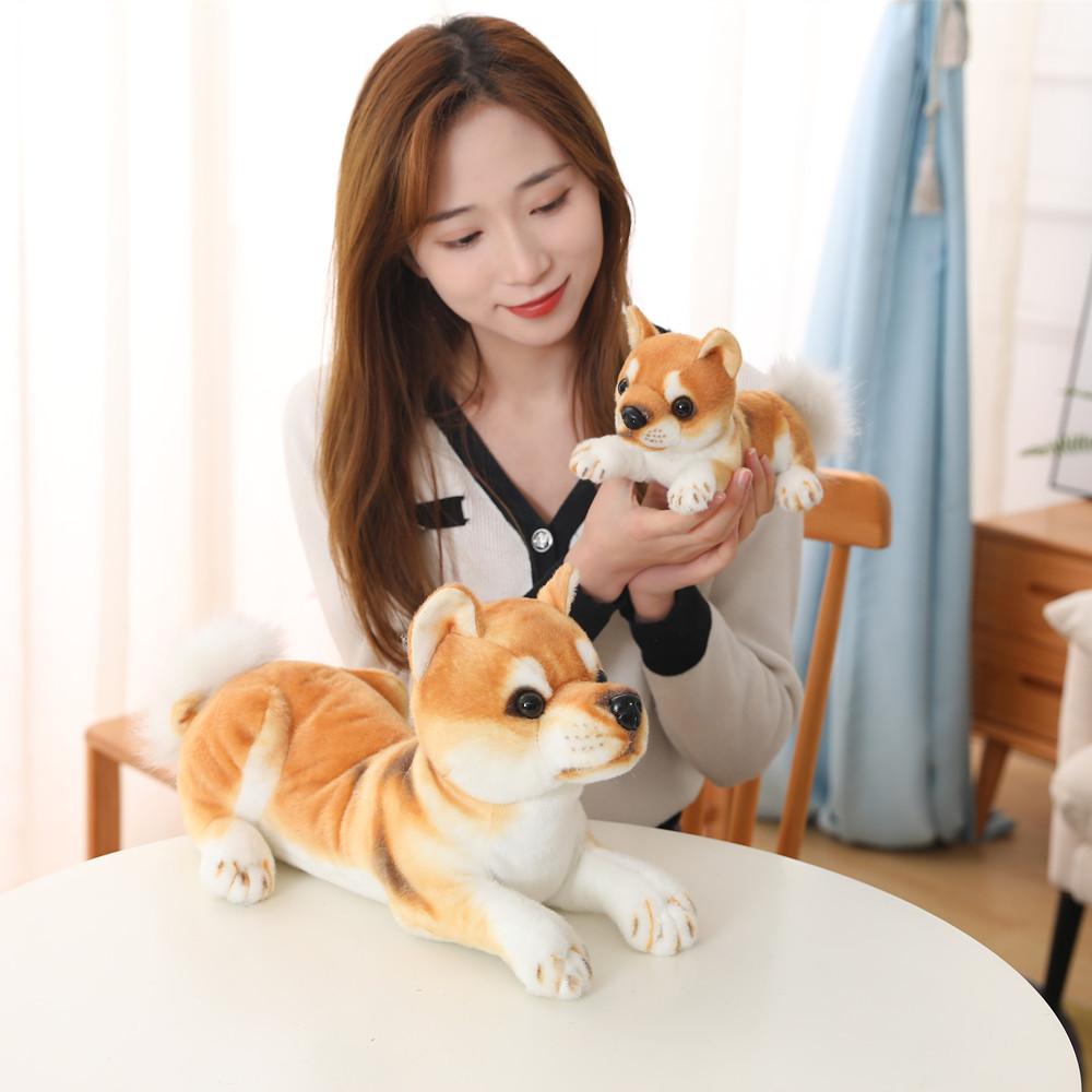Cute Simulated Shiba Inu Doll Half Kachai Doll Baby Cognition Plush Toy Dog Sleeping Small Throw Pillow Gift