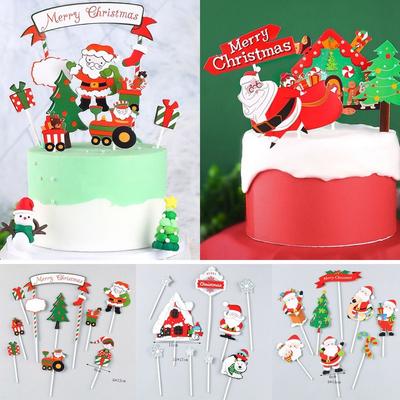 Useful Paper Cake Topper Snowflake Santa Claus Merry Christmas Christmas Cake Decor New Year Cupcake Toppers