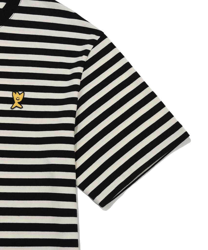 WACKY WILLY Basic Striped Short Sleeve T-Shirt Black