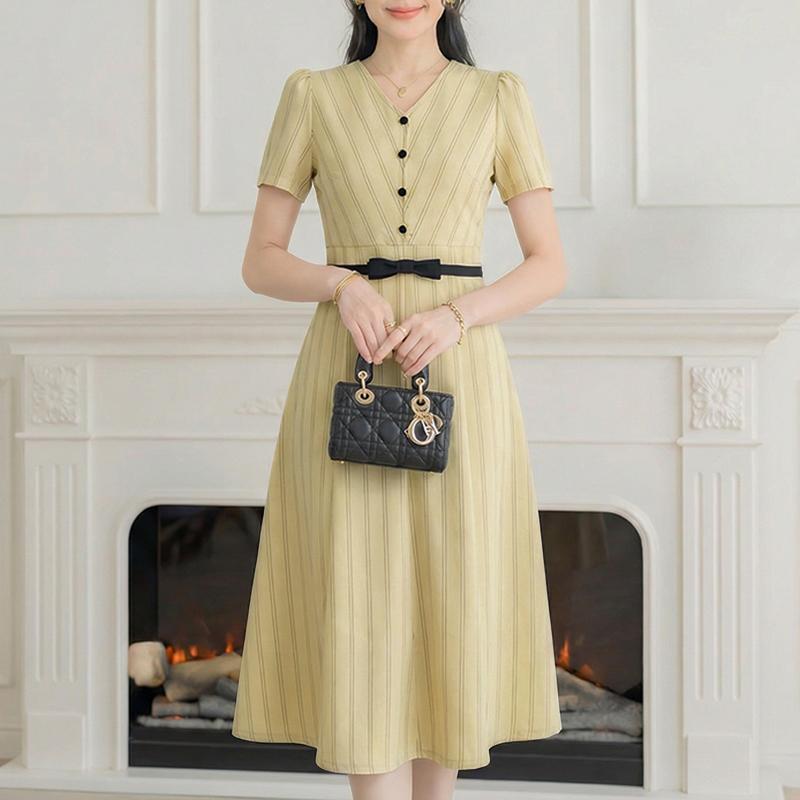 

ZANZEA Women Casual V-Neck Elegant Short Sleeve Dress M хакі