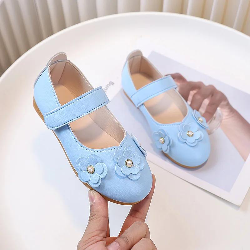 Spring Autumn Children's Leather Shoes Sweet Princess Shoes Girl Fashion Ballet Dress Versatile Kids Party Shoes Fashion Flats