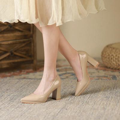 Autumn 2025 Women's Pointed Toe Chunky Heel Waterproof Platform Shoes - Professional Workwear