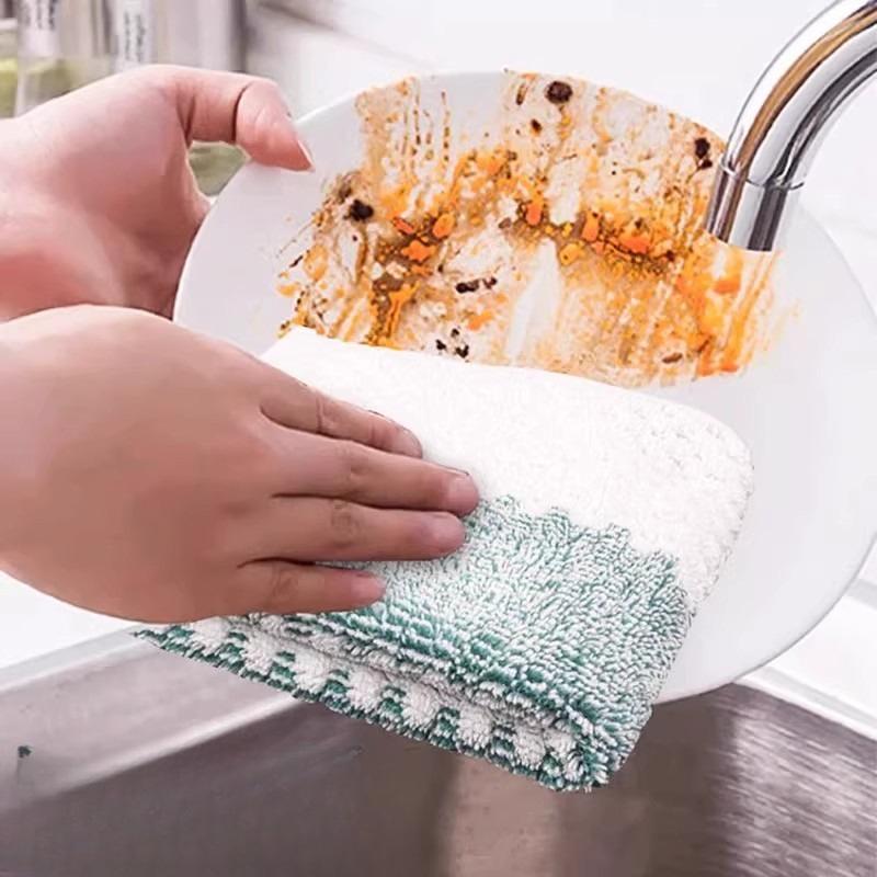 Coral Fleece Rags, Kitchen Dishcloths, Cleaning Towels, Square Towels, Water-absorbing and Non-shedding Hand Towels, Non-greasy Towels