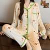 Halbmond-Stickrand Langarm-Pyjama Damen Frühling Neu Imitation Baumwolle Dopamin Polka Dot Loungewear Set