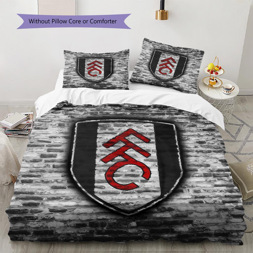 Fulham FC Pattern Bedding Quilt Set Home Decoration Gift (1 * duvet cover + 2 * pillowcase without core)