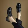 Moda Nuove Scarpe da Donna in Vera Pelle Primavera/Autunno Mocassini a Punta Tonda Scarpe da Donna Moda Pumps da Donna Tacco Alto Chunky