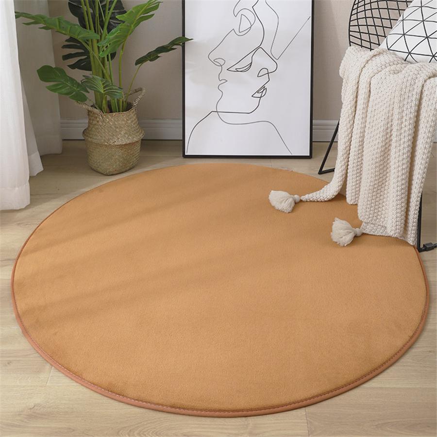 2022 Hot Sell Round Coral Velvet Carpet Color Water Absorption Sofa Carpet Memory Foam Bedroom Living Room Children Rug Yoga Mat