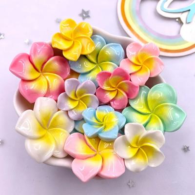 Resin Kawaii Colorful Painted Flower Flat Back Stones Scrapbooks 3D Garden Miniatures Figurines DIY Bow Decor Accessories Crafts
