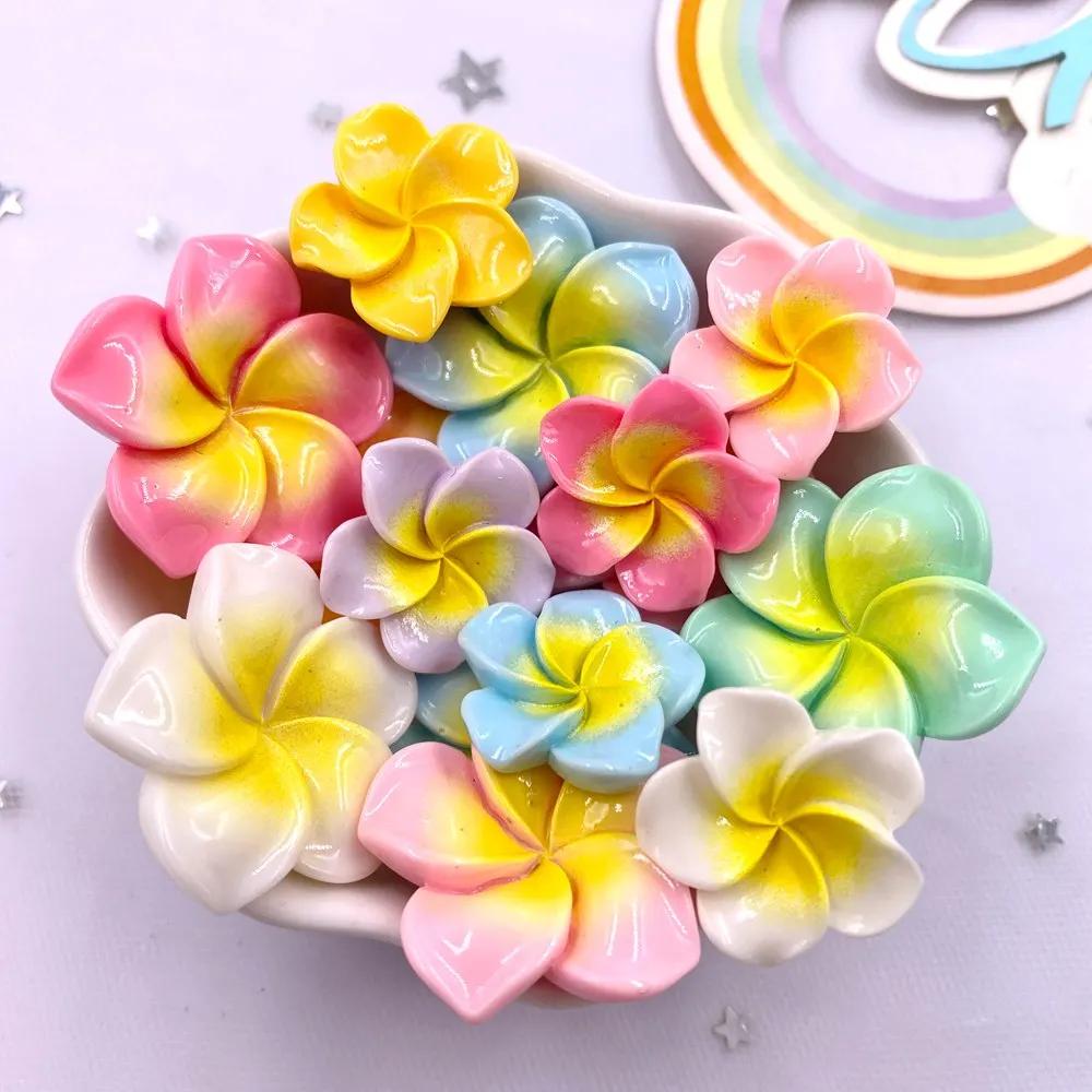 

Смола Каваи Красочные Расписные Цветы Плоские камни Скрапбукинг 3D Садовые Миниатюры Фигурки DIY Декор Банты Аксессуары Поделки 10pcs-2.8cm