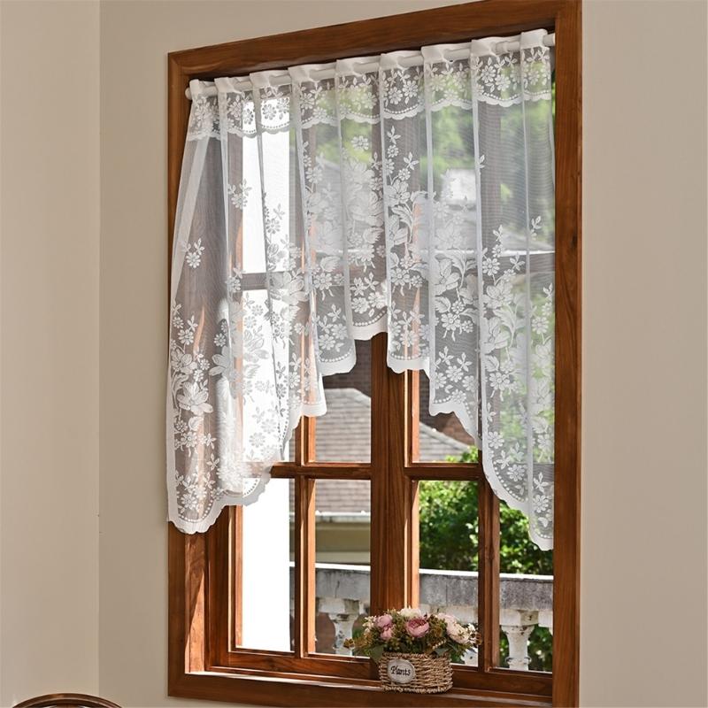 Half Sheer Lace Curtain With Florals Styles Window Dressing Solution Soft Filtering Home Decoration