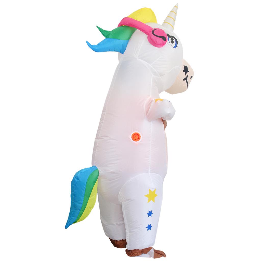 Cross Border Halloween Costume Adult Colorful Unicorn Inflatable Costume Tianma Colorful Horse Animal Shaped Performance Costume