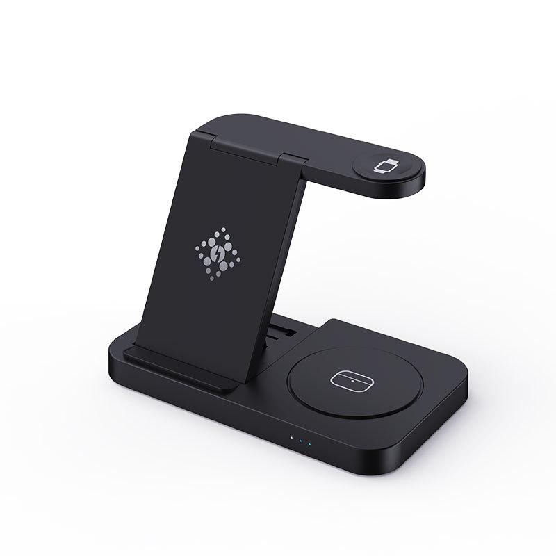 Încărcător Wireless Pliabil 3-în-1 pentru Telefoane Apple & Samsung, Căști și Ceasuri