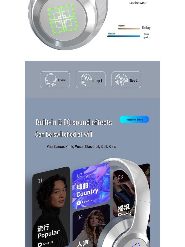 New Luminous Over-Ear Bluetooth Gaming Headset with Heavy Bass