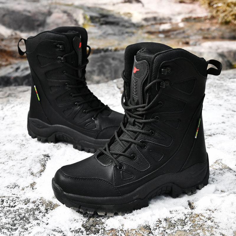Winter outdoor snow boots high top velvet thickened waterproof non-slip warm cotton shoes couple snowshoes