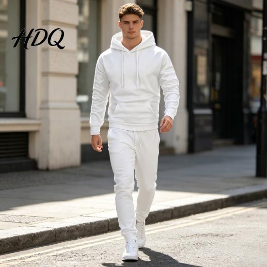 Pánský sportovní outfit Mikina Kalhoty Dvoudílná sada pro muže Sportovní mikina s kapucí Pohodlné sportovní oblečení & Tepláky se šňůrkou Podzim Zima Jednobarevné