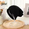 Hat For Different No Brim Winter Baggy Unisex Fall Head Sizes Solid Color Knitted Elastic