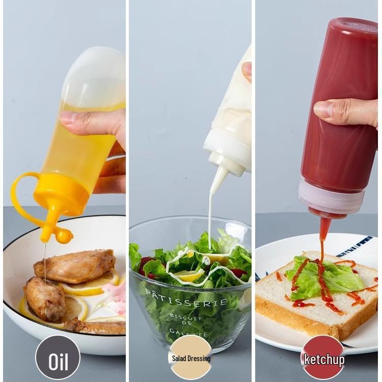 Transparenta Plastflaskor med Spetsig Topp för Tomatsalladsdressing - Set för Kommersiellt Bruk