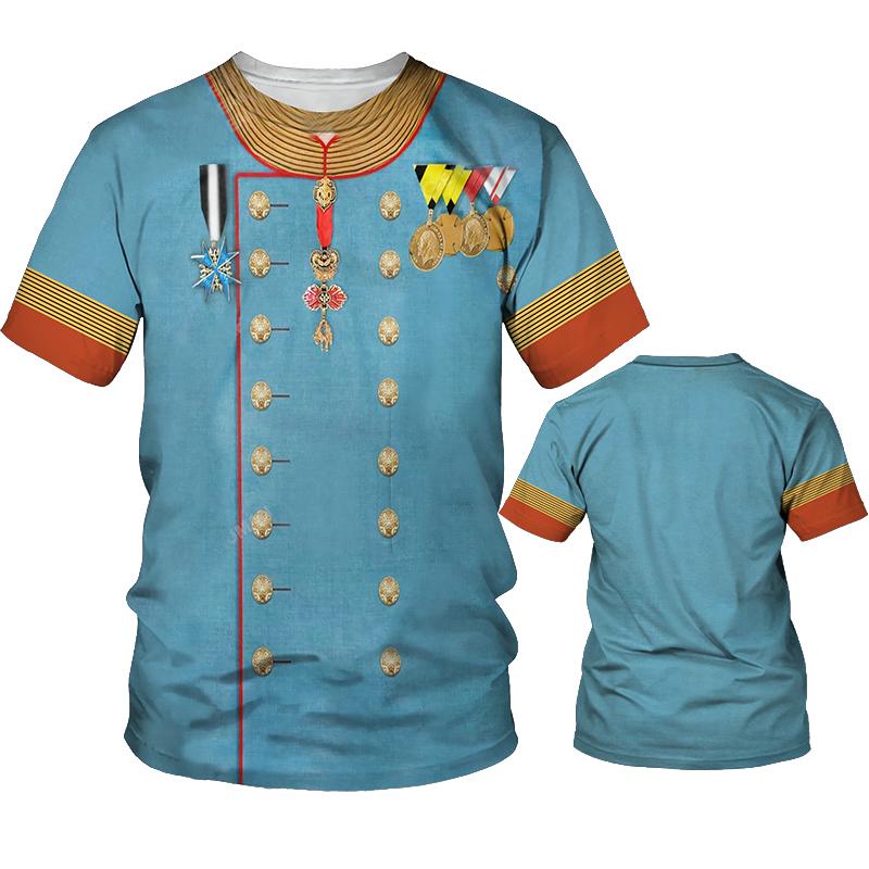 Îmbrăcăminte de căpitan pentru bărbați de vară Tricou Cosplay amuzant Nou cu gât cu mânecă scurtă Uniforma de pilot pentru bărbați Îmbrăcăminte imprimată 3d