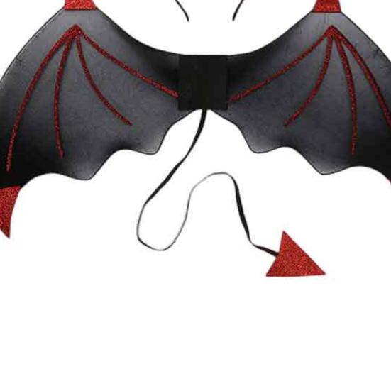 1 Set Teufelsflügel mit Haarband, realistisch aussehendes, ultraleichtes Halloween-Cosplay-Kostüm, Fotografie-Requisite