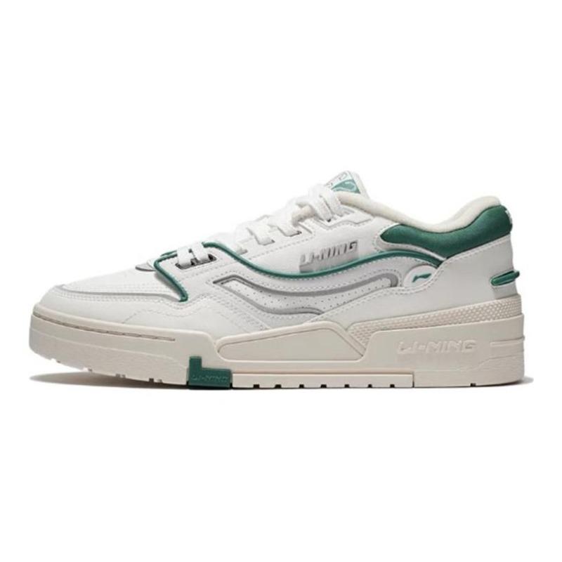 Li-Ning 001 BTC Mens Low Top Skate Shoes White Green Comfort Anti Slip Cushion AGCS023-1 44