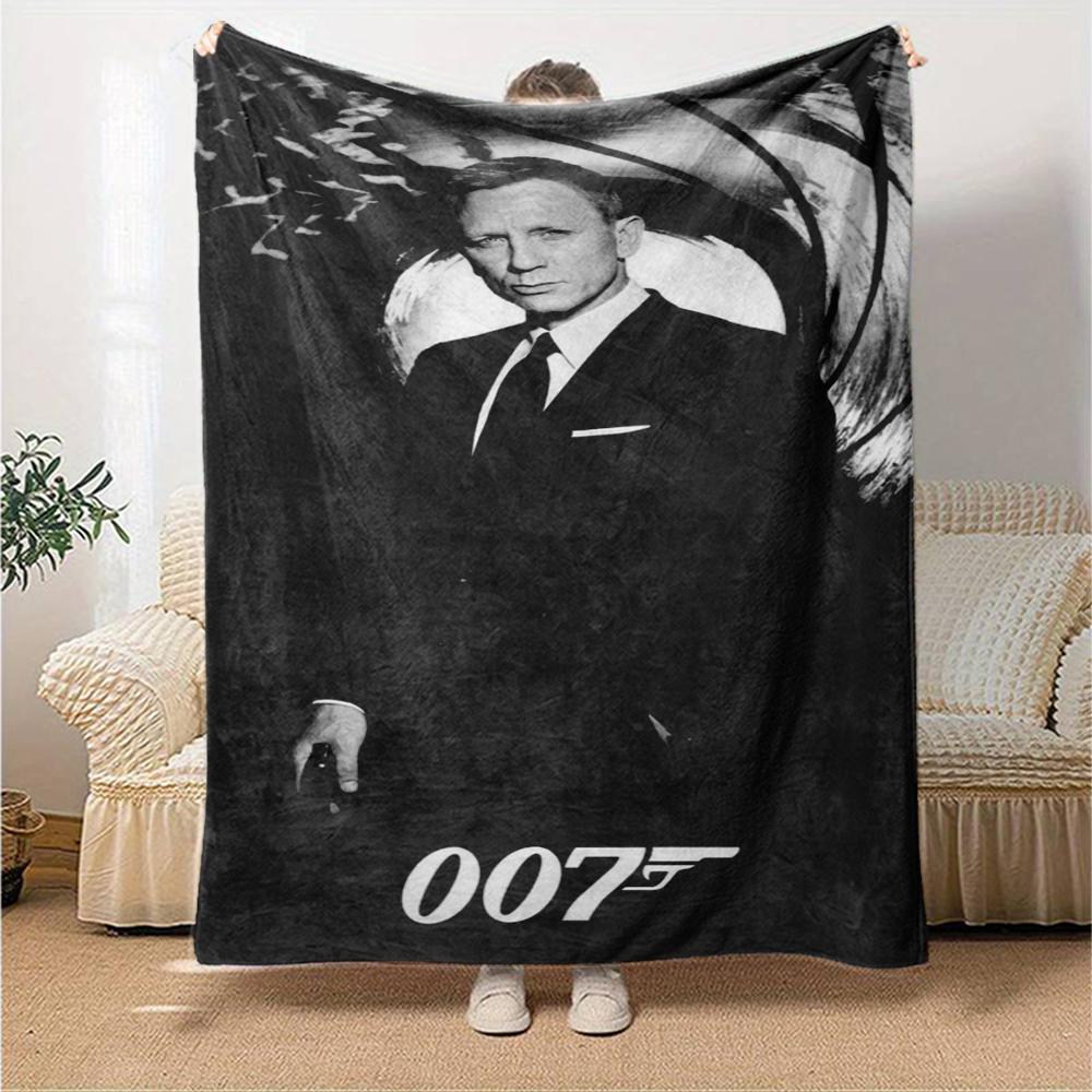 007 James Bond Theme Printed Blanket - Perfect for Couch, Bed, Travel & Outdoor Use | Machine Washable, Cozy & Durable.