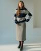 Pokeopeiseu (W) Block Round Neck Kint Gray/Navy