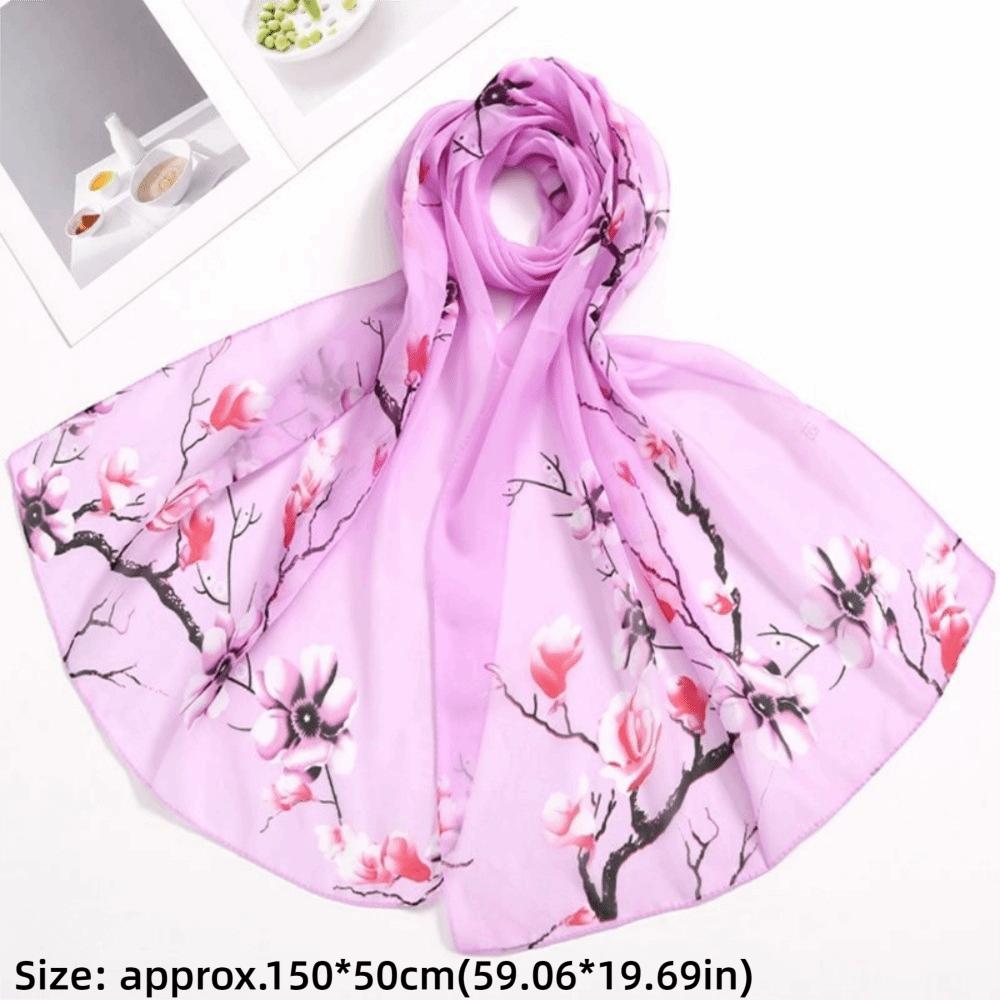 Soft Floral Printed Hijab Thin Beach Shawl Fashion Chiffon Scarf