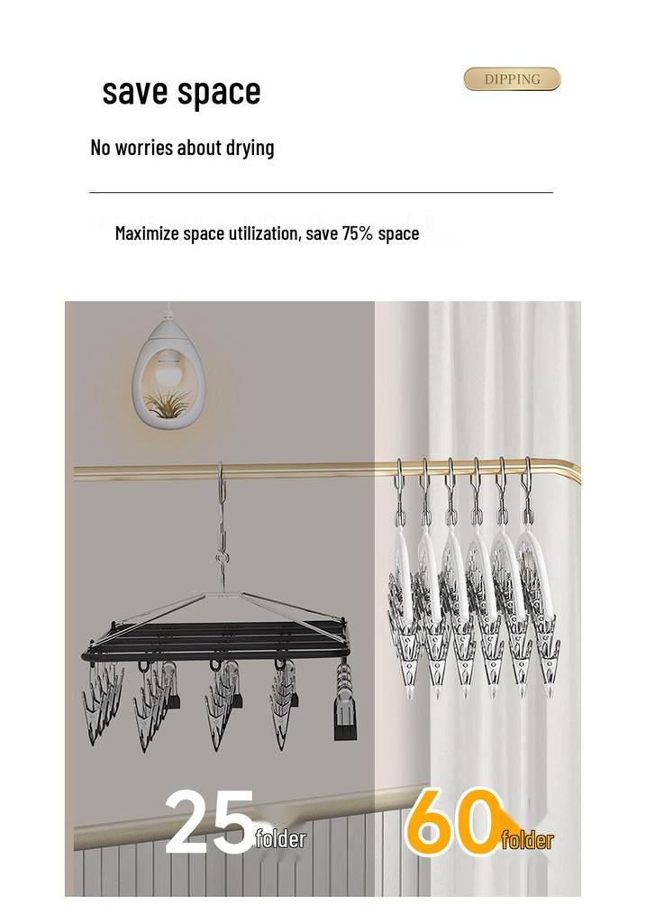 Stainless Steel Windproof Sock Clips & Multi-Functional Drying Hanger