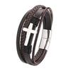 Men's Multi-Layer Punk Leather Bracelet with Magnetic Clasp