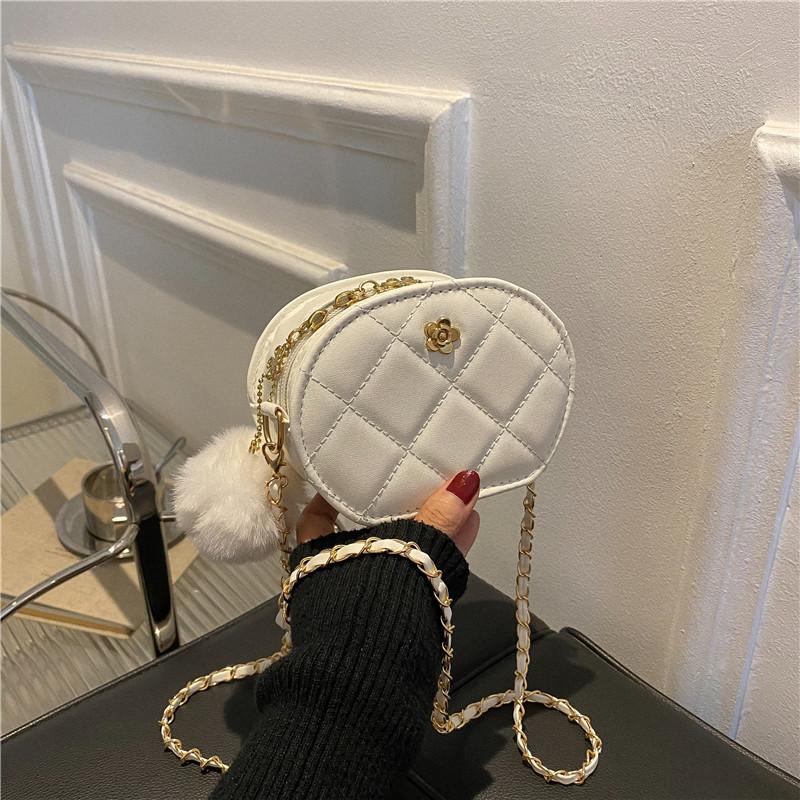 Rhombus embroidery thread small bag women's 2025 early autumn new casual fashion chain single shoulder solid color crossbody oval bag