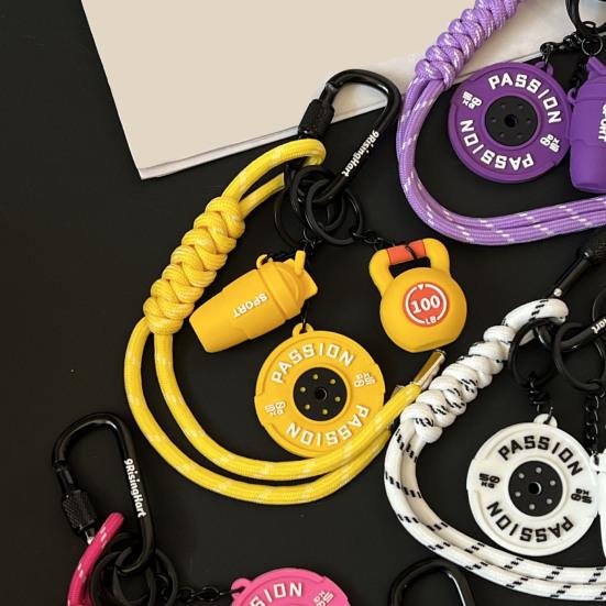 Fitness Keychain Weightlifting Fitness Equipment Charm with Keyring Weight Plate Dumbbell Key Chain Bag Backpack Charm Gift for Gym Enthusiasts