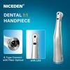 Niceden Contre-angle à fibre optique pour équipements dentaires 1:1 avec LED connectant la perceuse dentaire à jet unique micro moteur