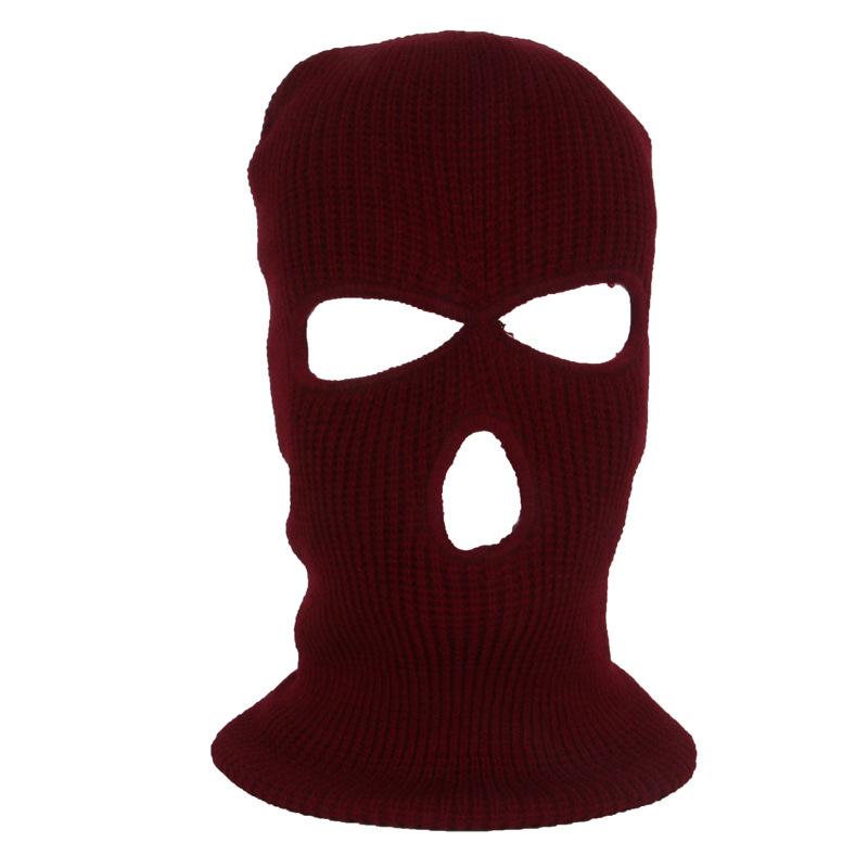 Maska na całą twarz Czapka z dzianiny z 3 otworami Zimowa maska typu beanie Czapka z daszkiem Nowe czarne ciepłe maski na twarz