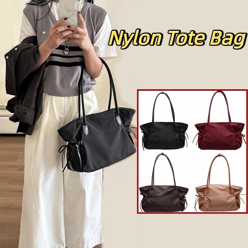 Zipper Nylon Cloth Tote Bag Lightweight Handbag Office Worker Tote Underarm  Bag  Travel
