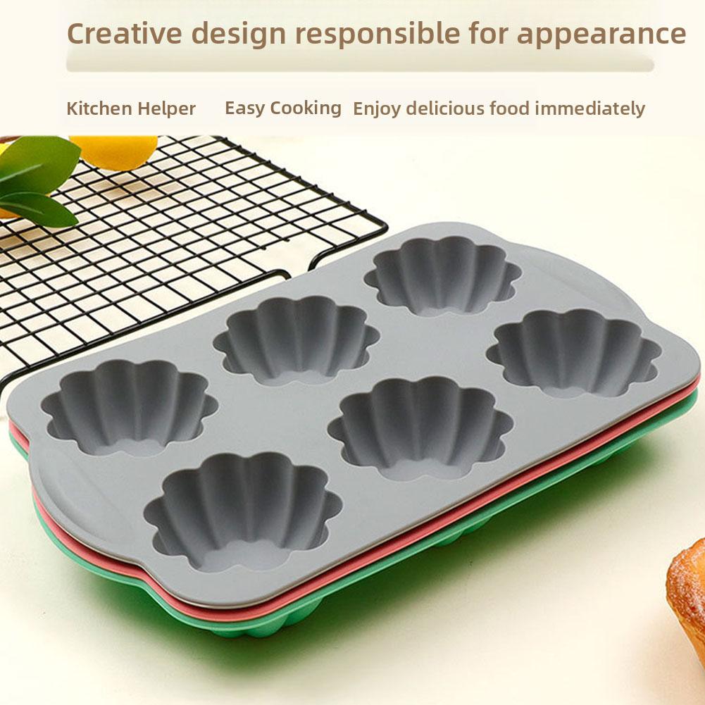 6-Cavity Silicone Flower Cake Mold Non-Stick Baking Mold for Wreath Ice Cubes,Chocolate, Mousse, Desserts – Silicone Muffin Pans