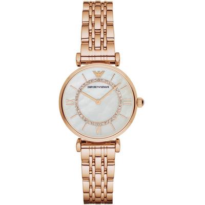 Bracciale da donna in metallo color oro rosa con barra a T e madreperla, orologio al quarzo analogico AR1909