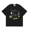 Men Women Streetwear Short Sleeve T-Shirt With Geometric Letter Print Loose Fit Cotton Tee Casual