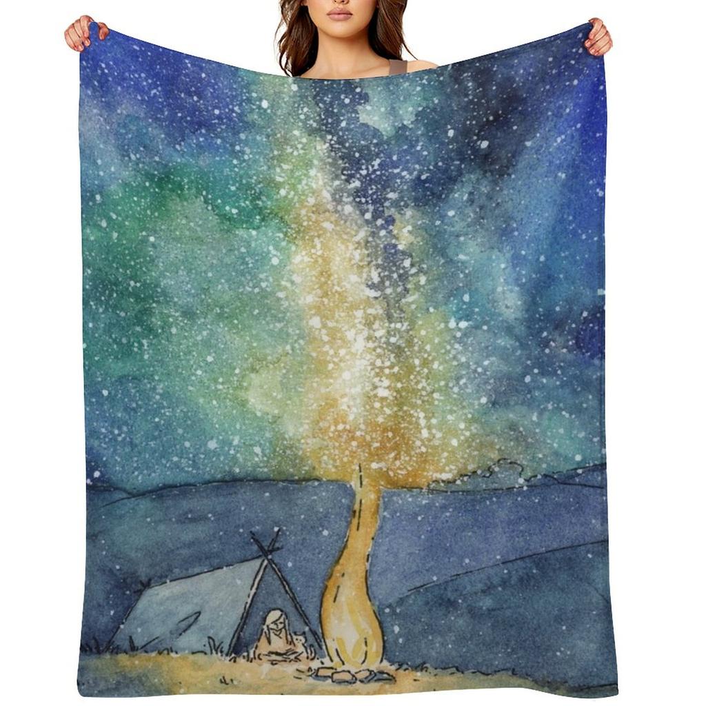 Watercolor Night Sky Throw Blanket funny gift Sofa warm winter Retros Blankets