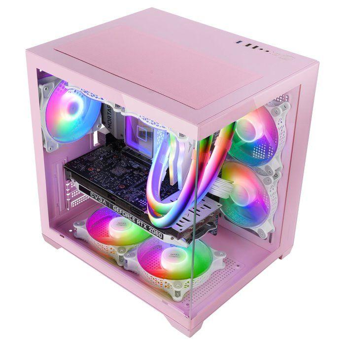 Boîtier MicroATX - MARS GAMING - MC-VIEW2 - Verre Trempé - Refroidissement 240mm - Rose