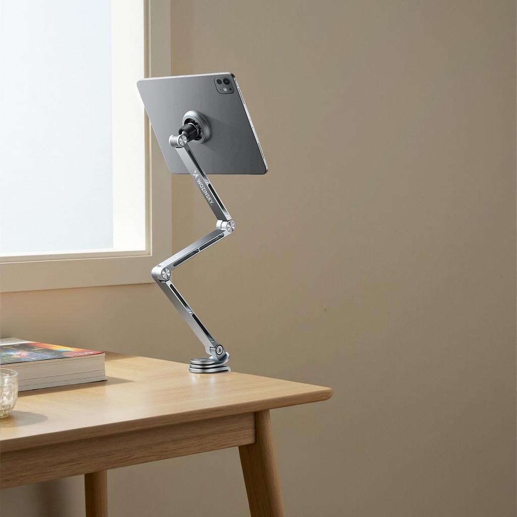 Uchwyt Magnetyczny Biurkowy 360 Składany Na Telefon Tablet - Szary