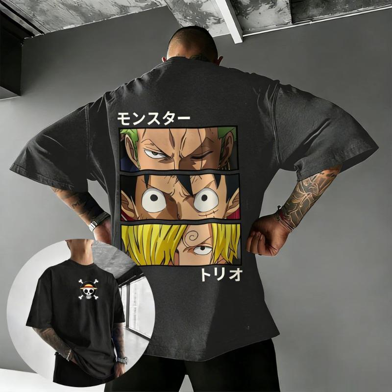 2026 ONE PIECE Summer Unisex Cotton Tshirt New Anime Creative Color Printing Street Hiphop Loose Casual Y2K Parentchild Top