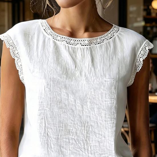Women Tops Round Neck Sleeveless Loose Fit Summer Casual Vest Pure
